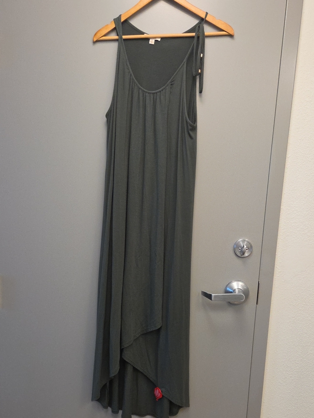 Ella Moss Olive Green Sleeveless Asymmetrical Maxi Dress